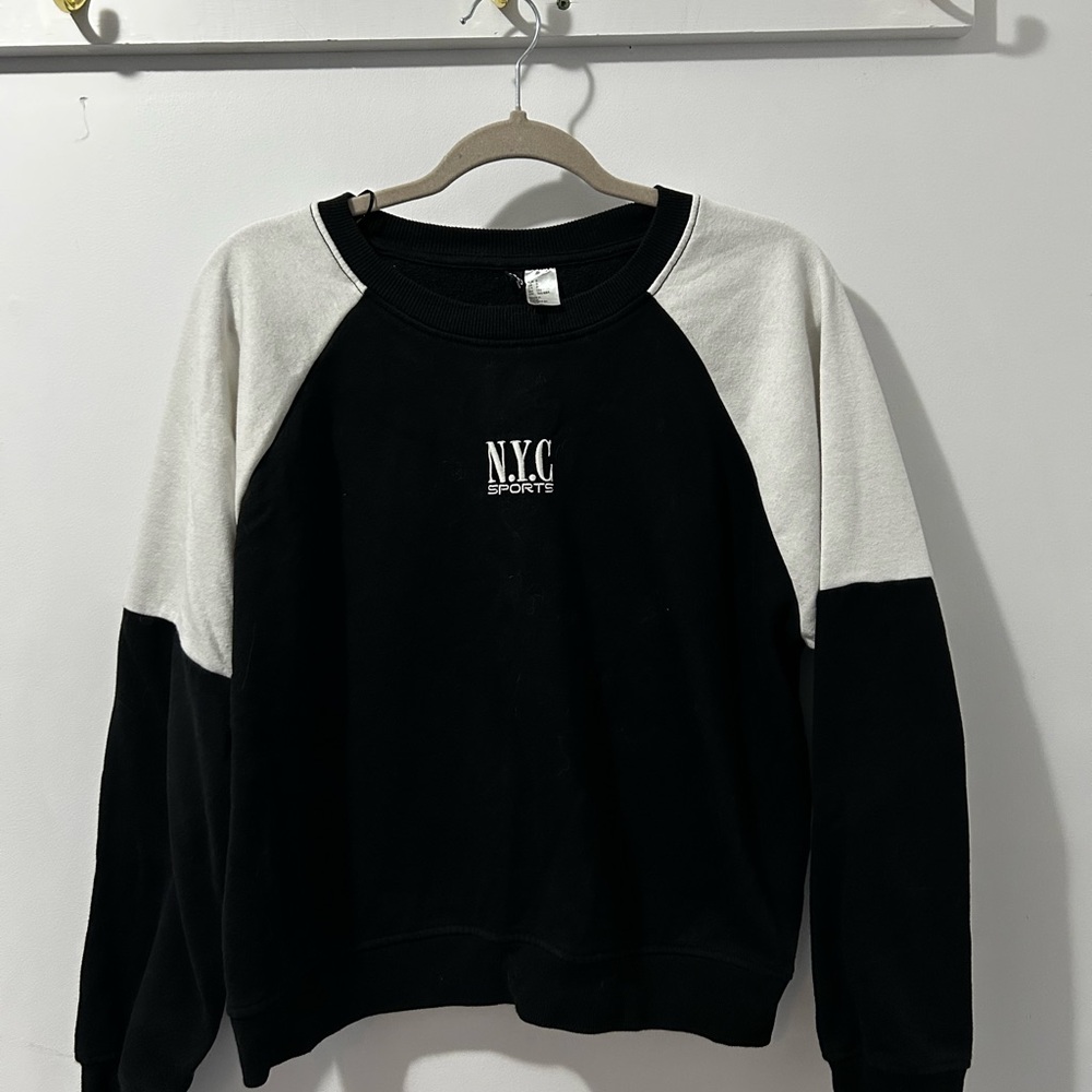 Divided Black and White Crewneck Sweater